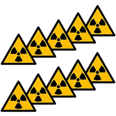 Image de Becral Autocollant Rayonnement ionisant/Panneau Triangle W003 homologué, ASR A1.3, DIN EN ISO 7010 Polyester Jaune Noir (50 mm 10 pièces)