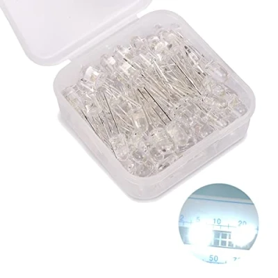 Image de Diodes LED 5mm, diode électroluminescente haute luminosité, multicolore 3V pour le bricolage, les projets scientifiques et composants d&#039;éclairage électronique (Blanc 80Pcs)