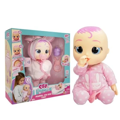 Image de CRY BABIES Newborn Poupon nouveau né avec un bracelet intelligent, de vraies larmes et des accessoires bébé Coney interactif Jouet Cadeau pour Garçons Filles 18 mois plus