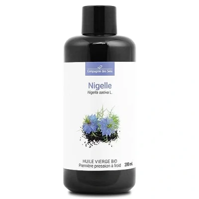 Image de Nigelle Huile Végétale Vierge BIO Flacon en verre Première pression à froid 200mL