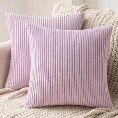 Image de MIULEE Lot de 2 Decorative Housse Coussin en Velours Côtelé Canapé Taie d&#039;oreiller Douce pour Maison Salon Chambre Lit Clic Clac 40x40 cm Violet