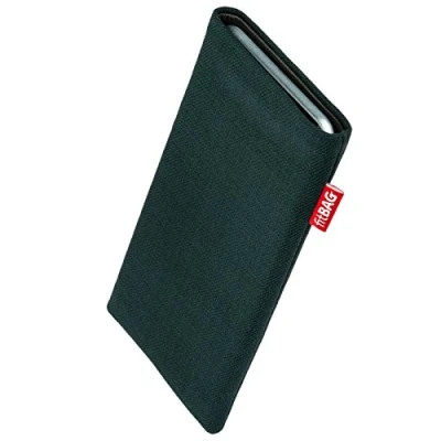 Image de fitBAG Rave Vert en Tissu Pochette customisée adaptée Housse de Protection pour Apple iPhone 16 Pro 6.3&quot; Nettoyage l’écran Fabriqué Allemagne
