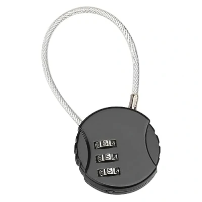 Image de JDXun Cadenas Code, avec Combinaison à 3 Chiffres Réinitialisables, Serrure Petit Code Cable pour Valise Sac de Voyage Casier (Noir)