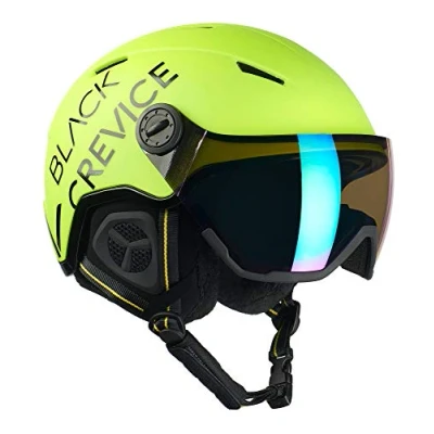 Image de BLACK CREVICE Casque de Ski Vail I avec visière en Style Pilote différentes Couleurs Hommes &amp; Femmes Polycarbonate (Large, néon Jaune)