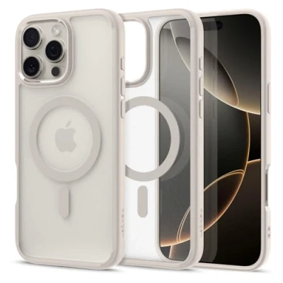 Image de Spigen Coque pour iPhone 16 Pro, Ultra Hybrid MagFit, [Semi Transparent] 6,3 Pouces Frost Titane Naturel