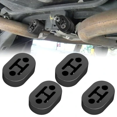 Image de CLKE 4Pcs Cintre D&#039;échappement, Support D&#039;Échappement en Caoutchouc Noir à 2 Trous,12mm,Silent Bloc Echappement,Support de Silencieux,Convient Tous Les Véhicules