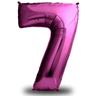 Image de envami® Ballon d&#039;anniversaire en forme de chiffre Taille XXL 101 cm géant aluminium Vole à l&#039;hélium Décoration fille Rose (nombre 7)