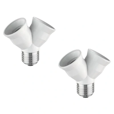 Image de ledscom.de 2 pièces E27 culot, adaptateur splitter double, blanc