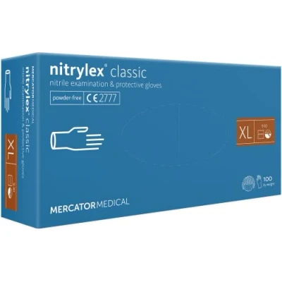 Image de MERCATOR MEDICAL Gants nitrile bleus NITRYLEX CLASSIC, taille : XL 1000 pieces, jetables, non poudrés, texturés au bout des doigts, sans latex,