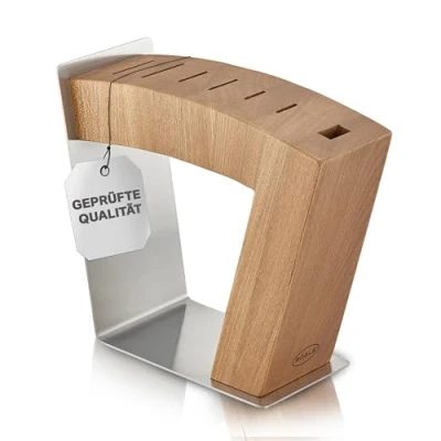 Image de RÖSLE Movex Bloc à Couteaux, Couteaux design Haut de Gamme en Acier Inoxydable et Bois d&#039;Orme, Lames Visibles, 2 Positions debout, Stable, Non Fournis