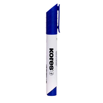 Image de Kores K Marker XW1 : Marqueur Bleu pour Tableau Blanc à Pointe Ronde, Effaçable Sec et Encre Faible Odeur, Fournitures Scolaires de Bureau, Paquet Individuel
