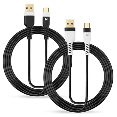 Image de NITHO Câble USB C, [Lot de 2, 4M] Câbles Charge Rapide Type C pour Manette PlayStation 5, Xbox Series X/S et les Appareils Cable A vers Smartphone, Tablettes Blanc