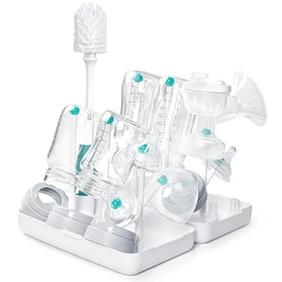 Image de Termichy Support pour biberons en déplacement, étagère sèche avec brosses, égouttoir biberons, gris, tétines, sans BPA (Vert)