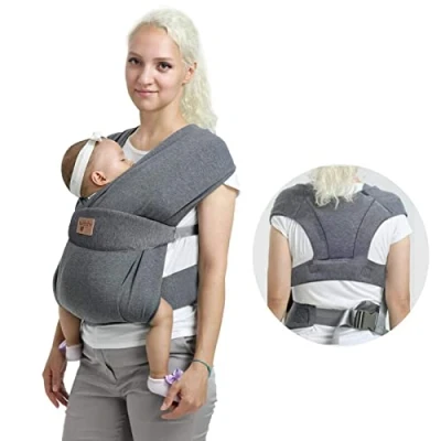Image de vrbabies Écharpe de porte bébé pour nouveau nés et tout petits, douce la peau douce, cadeau parfait (gris foncé)