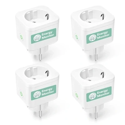 Image de Meross Prise Connectée WiFi (Type F), 16A Intelligente Mesure Consommation Electrique avec Commande Vocale et à Distance, minuterie, Compatible Alexa, Google Home SmartThings, 4 Pièces
