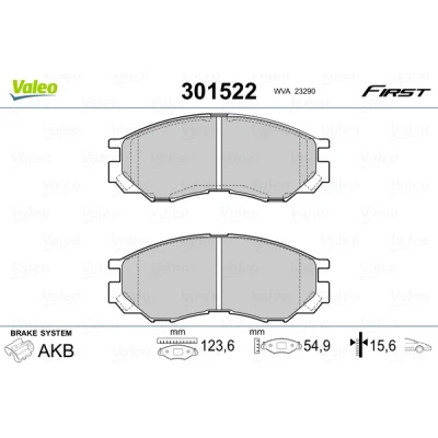 Image de VALEO 301522 Jeu de plaquettes frein FIRST Essieu avant contact signal d&#039;usure exclu sans tôle anti bruit MITSUBISHI: L200 III Pick up, GALANT 4