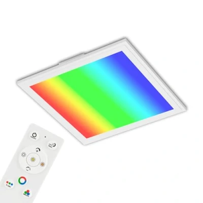 Image de Briloner Leuchten Plafonnier LED ultra plat RVB CCT à intensité variable, 29,5 x cm, blanc, contrôle de la température couleur (3000 6500 Kelvin), lumineuse 1800 lumens, plastique