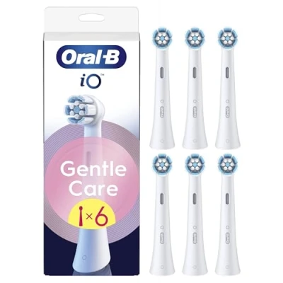 Image de Oral B Lot De 6 Brossettes Rechange Gentle Care, AUTHENTIQUES, Blanches, Brossage Le Plus Doux, Conviennent Aux Gencives Sensibles, Brossette Ronde Pour Les Brosses A Dents Electriques iO