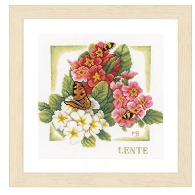 Image de Lanarte Zählmusterpackung Frühling Zählstoff Kit Point de Croix compté, Coton, Blanc, 25 x cm
