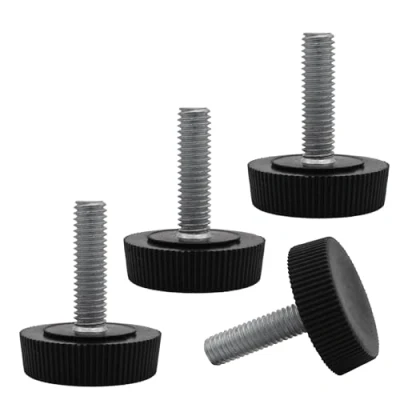 Image de SKIR&#039;CO Lot de 4 pieds nivellement meubles M6 x 20 mm, ronds réglables 25 mm diamètre, pied filetage
