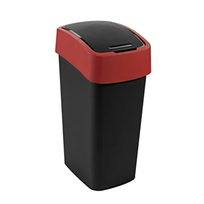 Image de CURVER Poubelle Flip Bin 50L, Noir / Rouge, Inside Refuse, 29,4x37,6x65,3 cm