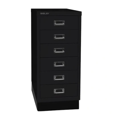 Image de BISLEY MultiDrawer, série 29 avec Socle, Format A4, 6 tiroirs, Métal, 633 Noir, 38 x 27,9 67 cm