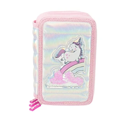 Image de Girabrilla Nice Group Puffer Big Trousse Licorne à 3 Compartiments pour Fille, en Paillettes Réversibles, Couleur Rose 19027