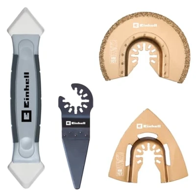 Image de Kwb by Einhell Set de 4 Outils multifonctions pour carrelage (râpe HM, 2 lames scie segmentée grattoir)