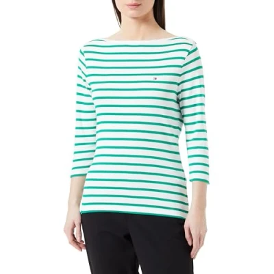 Image de Tommy Hilfiger NEW CODY SLIM Tshirt à manches longues, Femme, Taille: XS, Ecru/olympic green
