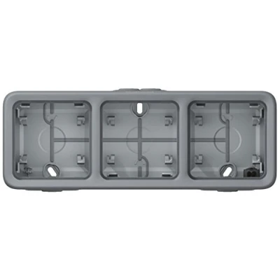 Image de Legrand 069680 Boîtier Étanche à Embouts 3 Postes Horizontaux Plexo Composable IP55, Gris