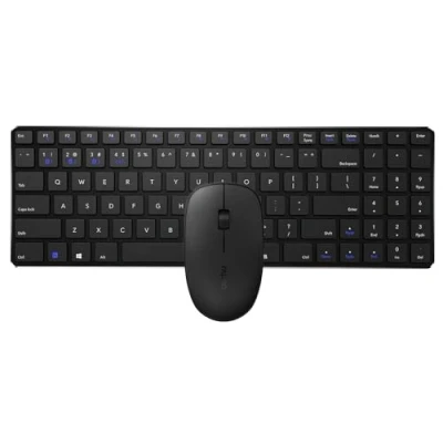 Image de RAPOO Clavier et Souris sans Fil 9300M (Clavier QWERTY Ergonomique Bluetooth, autonomie jusqu&#039;à 12 Mois, Ultra Fin, Ergonomique, 1300 dpi), Couleur Noire.