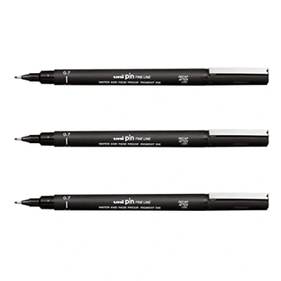 Image de Uni Ball PIN Drawing Pen Fineliner Ultra marqueur à pointe fine 0,7 mm Noir d&#039;encre [lot de 3]