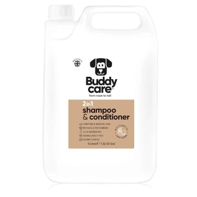 Image de Shampooing et revitalisant 2 en 1 par Buddycare Pratique pour Chiens Un Seul Produit avec de l&#039;aloe Vera la provitamine B5 (5L)