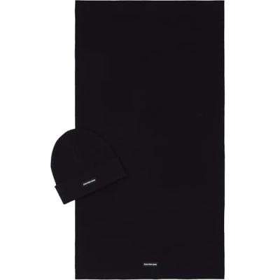 Image de Calvin Klein Jeans GIFT Beanie &amp; Scarf Patch Unisex SET Écharpe, Taille: One Size, Black