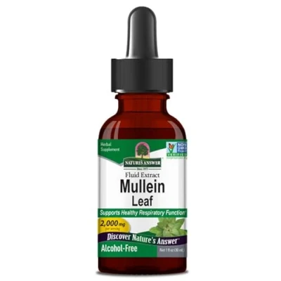 Image de Nature&#039;s Answer, Mullein Leaf Extract (Extrait de Molène), 2000mg, 30ml, Sans Alcool, Testé en Laboratoire, Gluten, Soja, Végétarien