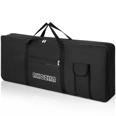 Image de AKOZLIN Étui Pour clavier électrique portable 61/76/88 touches en tissu Oxford 600D avec rembourrage éponge de 10 mm, noir, 61 clés, for Keys, Classique.