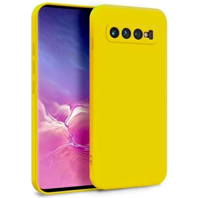 Image de MyGadget Coque pour Samsung Galaxy S10 Case Silicone Souple &amp; Soft Doublure Microfibre Cover TPU Protection Extra Fine Légère Jaune