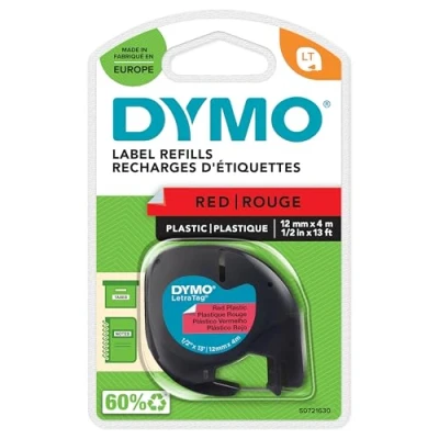 Image de Dymo S0721630 (91203) (12 mm) Noir sur rouge Ruban