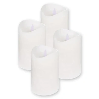 Image de ToCis Big BBQ Lot de 4 bougies LED blanches sans flamme en cire véritable avec mobile et minuterie (4 Ø 7,5 x 15 cm)