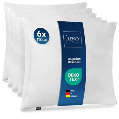 Image de LILENO HOME Lot de 6 coussins en microfibre, 80 x cm, qualité supérieure, rembourrage 850 g, lavables jusqu&#039;à 95 C, avec fermeture éclair, oreillers comme coussin
