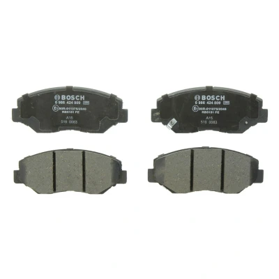 Image de BOSCH 0 986 424 809 Jeu de plaquettes frein Low Metallic avec indicateur d&#039;usure tôle anti bruit HONDA: CIVIC 10, CR V 2, 10 Stufenheck