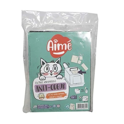 Image de Aimé Filtres Litière Chat Anti Odeurs au Charbon Actif Adaptables pour Tous les Bacs à Litière15x20cm Lot x3 Absorbeurs d&#039;Odeurs 4 Semaines