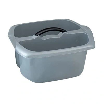 Image de Addis 518523 Eco Panier de nettoyage utilitaire en plastique 100% recyclé avec double compartiment et poignée, gris clair, 9 litres