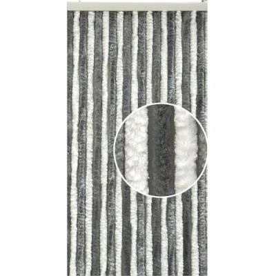 Image de INCASA Rideau chenille pour porte camping car Coloris Blanc/Gris, Dimension (cm) 185 x 56