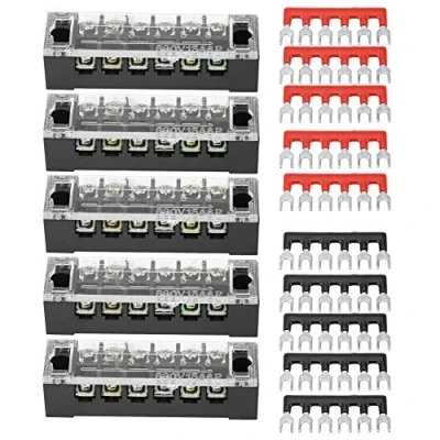 Image de Bornier à Vis avec Double Rangée 6 Positions 600V 15A +12 Barrette de Jonction pour Borne pré isolée