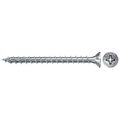 Image de fischer Vis PowerFast FPF II CZF 5,0x40 à Tête fraisée, empreinte PZ, zingué blanc, filetage total Boîte de 200 Gris