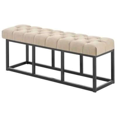 Image de CLP Banc Design Amun en Tissu I Banquette avec Piètement Métal Noir Mat Style Chersterfield De Couloir Différentes Longueurs, Couleur:Taupe, Taille:120 cm