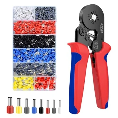 Image de Behiruch pince à sertir pour 0,25 10 mm² avec 1300 embouts de câble, sertir, kit d&#039;embouts bornes wago, shelly gen4
