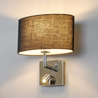 Image de Lucande applique murale Karla, noir, 30cm, lampe de lecture LED, E27