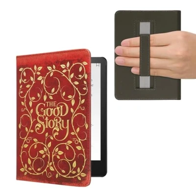 Image de kwmobile Etui Compatible avec Kindle Paperwhite 11e génération Étui à Rabat magnétique Tablette eReader Similicuir Sangle pour Jaune Orange Rouge